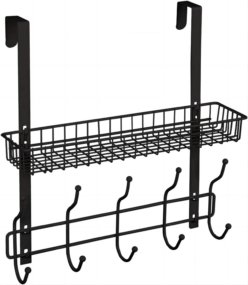 17" Over the Door Hook Hanger with Mesh Basket