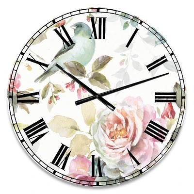 Designart Beautiful Bird Romance II Wall Clock