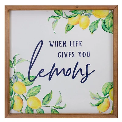 Wooden Framed When Life Gives You Lemons Metal Sign Spring Wall Décor