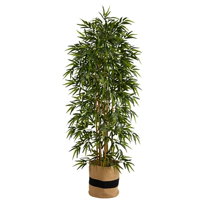 6ft. Bamboo Artificial Tree with 1024 Bendable Branches in Handmade Natural Cotton Planter