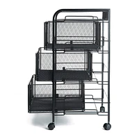 Mind Reader Black 4 Drawer Metal Rolling File Cart