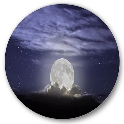 Designart - Full Moon Rising In A Cloudy Night