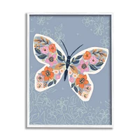 Stupell Industries Floral Pattern Butterfly Wings Spring Bloom Insect in Frame Wall Art