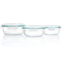 Martha Stewart Round Glass Storage Container Set with Leak Proof Lids