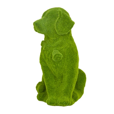 Green Ceramic Country cottage Dog Garden Sculpture, 10" x 12" x 16"