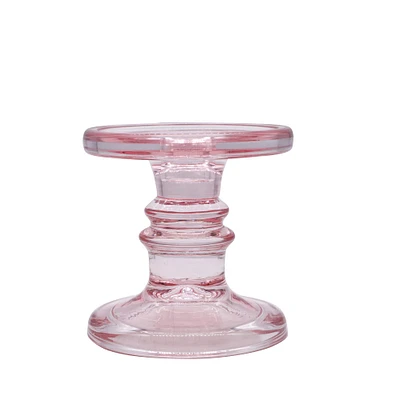 4" Small Pink Glass Pillar Candle Holder by Ashland®