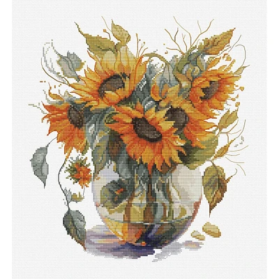 Luca-S Vase with Sunflowers Counted Cross Stitch Kit