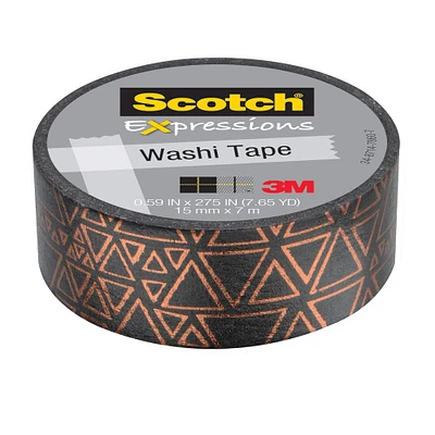 3M Scotch® Expressions Black & Copper Foil Triangles Washi Tape