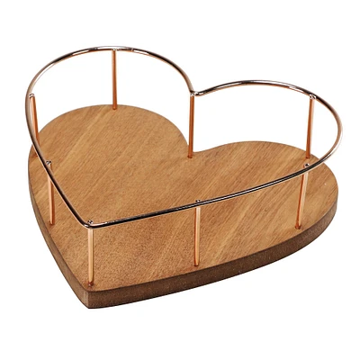 9" Heart Shaped Tray with Wooden Base