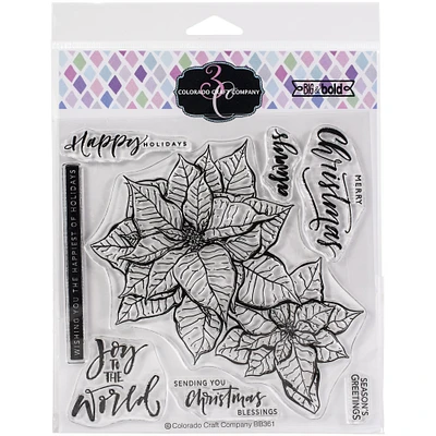 Colorado Craft Company Big & Bold Poinsettia Blessings Clear Stamps
