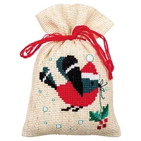 Vervaco Christmas Bird & House Counted Cross Stitch Sachet Bags Kit