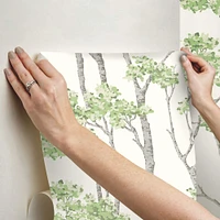 RoomMates Green & Gray Birch Grove Peel & Stick Wallpaper