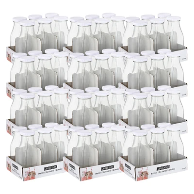12 Packs: 6 ct. (72 total) 8oz. Glass Milk Bottles with Lids by Ashland®