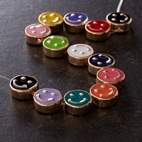 Multicolor & Gold Smiley Face Disc Beads, 9.5mm by Bead Landing™