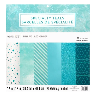 Specialty Teals Paper Pad by Recollections™, 12" x 12"