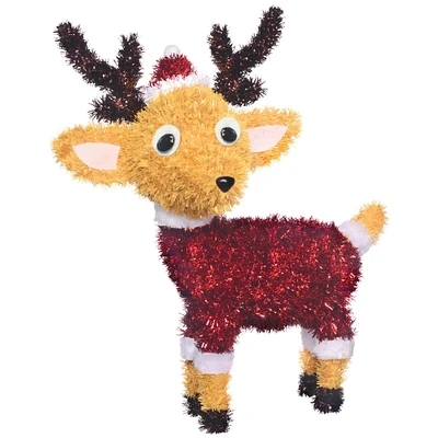 Christmas Deluxe 3D Tinsel Reindeer with Santa Hat