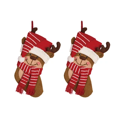 Glitzhome® 19" Reindeer Stockings, 2ct.