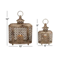 Beige Metal Rustic Lantern Set