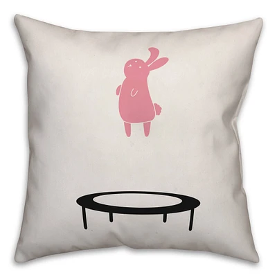 Bunny on Trampoline Reversible Throw Pillow