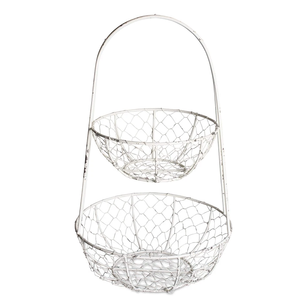 DII® Antique White Chicken Wire Tiered Stand