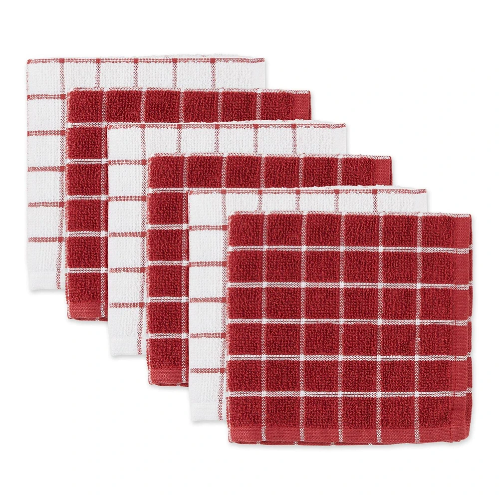 Barn Red Combo Windowpane Dishcloth, 6ct.