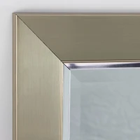 Head West Brushed Nickel With Chrome Inner Lip Beveled 27.5" x 33.5" Framed Accent Vanity Mirror