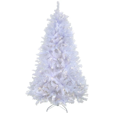7.5ft. Pre-Lit White Artificial Christmas Tree, Warm White LED Lights