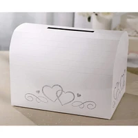 White with Silver Hearts Card Holder Box