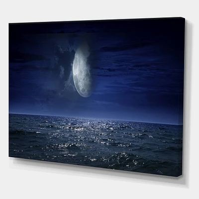 Designart - Full Moon Over Dark Ocean At Night