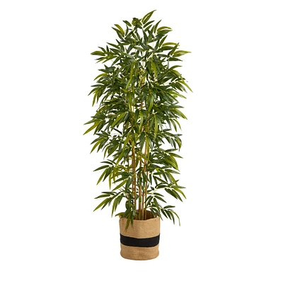 75" Bamboo Artificial Tree in Handmade Natural Cotton Planter