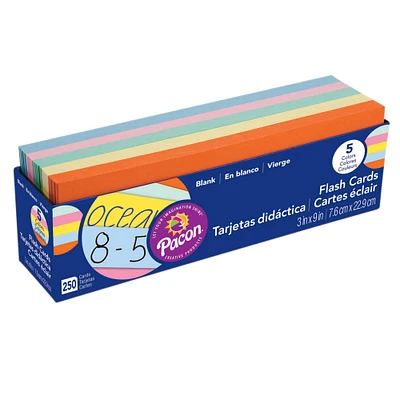 Pacon® 3" x 9" 5 Color Blank Flash Cards, 250ct.