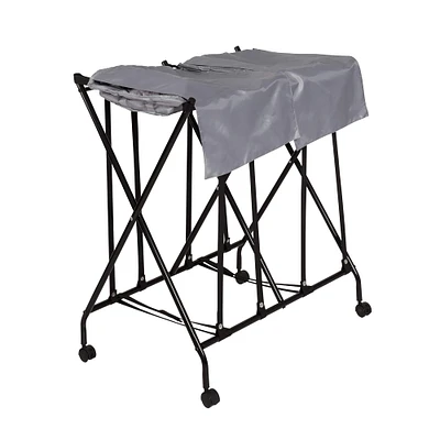 Honey Can Do Black/Gray Double Bounce Back Hamper with Wheels and Lid