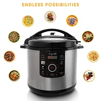 Megachef 12qt. Steel Digital Pressure Cooker With 15 Presets & Glass Lid