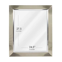 Head West Brushed Nickel With Chrome Inner Lip Beveled 27.5" x 33.5" Framed Accent Vanity Mirror