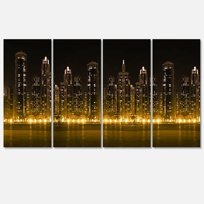 Designart - Modern City with Illuminated Skyscrapers