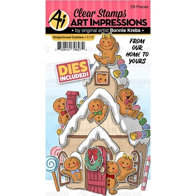 Art Impressions Gingerbread Critter Cubbies Clear Stamp & Die Set