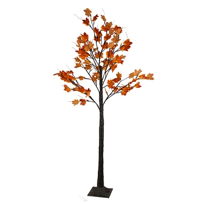 6ft. Warm White LED Lighted Autumn Harvest Maple Leaf Tree