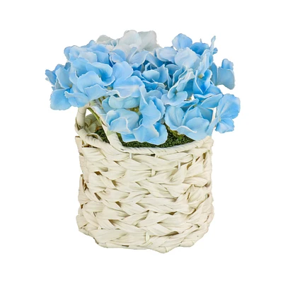 10" Hydrangea Bouquet in Natural Basket