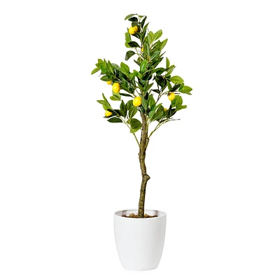 American Art Decor 4ft. Lemon Tree in White Ceramic Pot