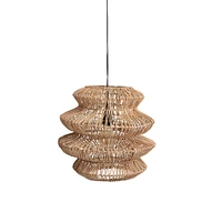 16" Boho Natural Woven Rattan Sculptural Pendant Light