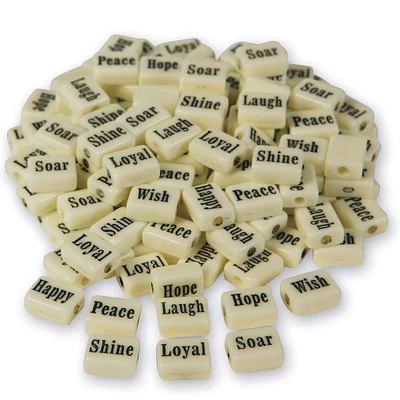 S&S® Worldwide White Inspiring Word Plastic Beads