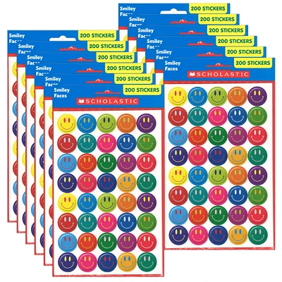 Scholastic® Teaching Resources Smiley Faces Stickers, 12 Packs of 200