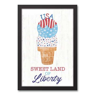 Sweet Land of Liberty Ice Cream Black Framed Canvas