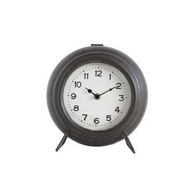 9'' Black Metal Mantel Clock