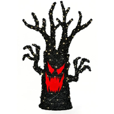 48'' Pre-Lit Frightening Face Halloween Tree