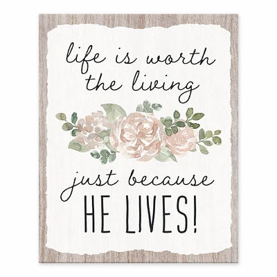 Because He Lives 8" x 10" Tabletop Canvas