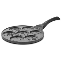 MegaChef 10.5" Happy Face Emoji Aluminum Nonstick Pancake Maker Pan with Cool Touch Handle