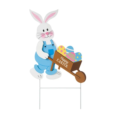 Glitzhome® 30.5" Easter Bunny Cart Wooden Décor