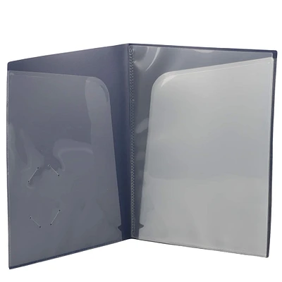 JAM Paper Navy Heavy Duty Plastic High 6-Pocket Folder, 2ct.