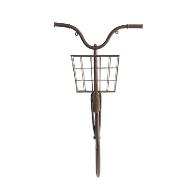 30" Distressed Rusted Bike with Basket Metal Wall Décor